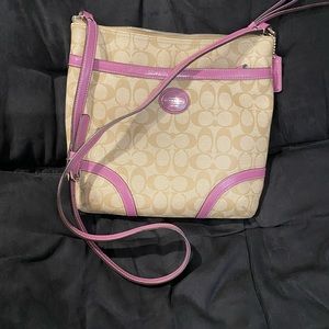 Coach Khaki/Lilac Large Crossbody